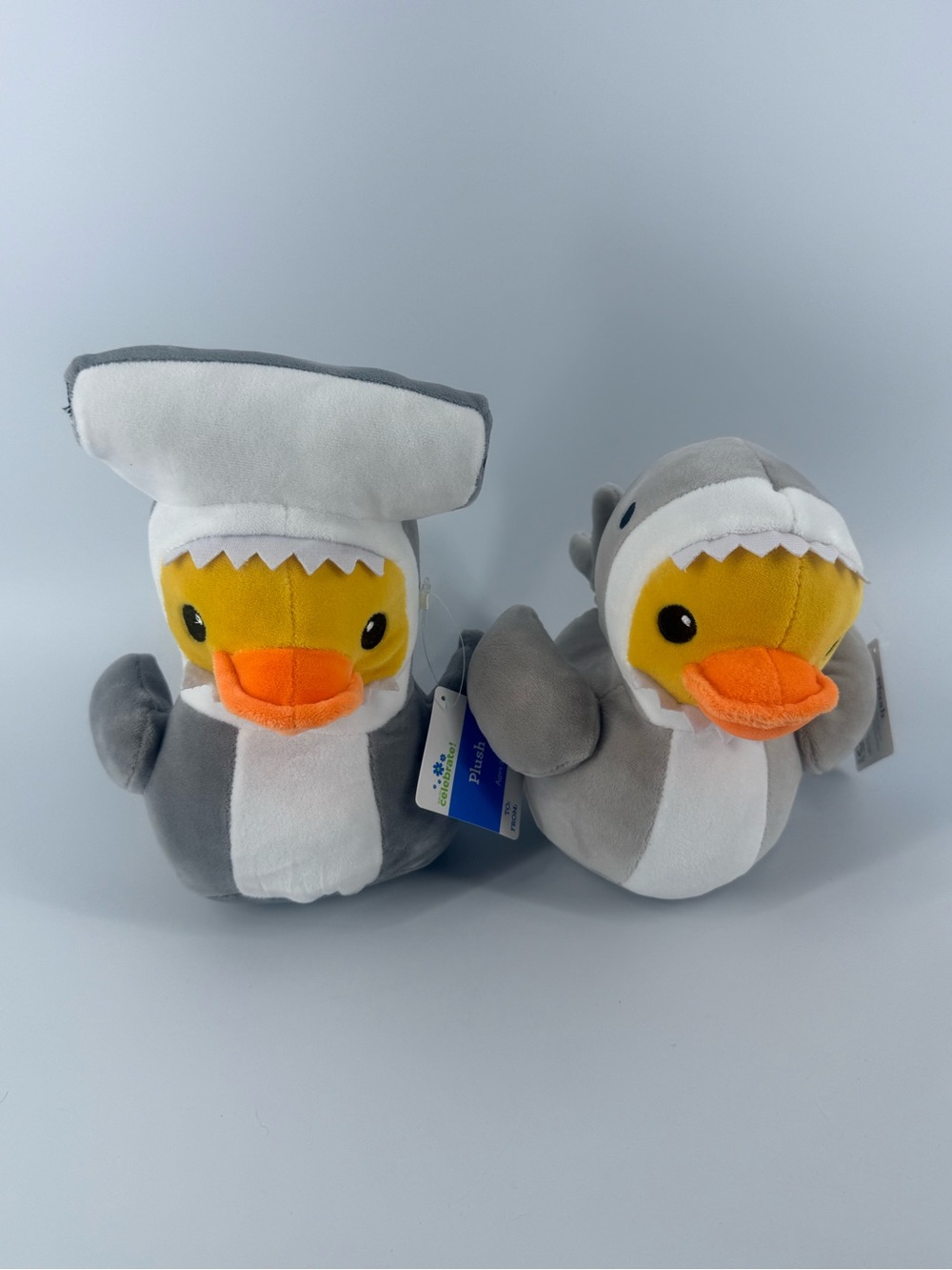 Lot of 2 Shark Duck Plush Way to Celebrate Great White Hammerhead Toy Stuffed
